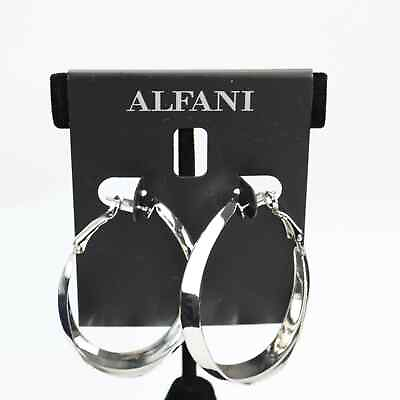 #ad Alfani Silver Tone RHD Wide Hoop Earrings