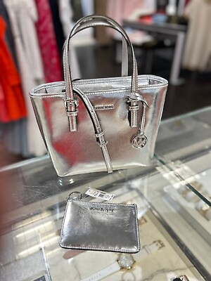 #ad Michael Kors Women Tote Satchel Handbag Purse Bag Coin Pouch Keychain Silver