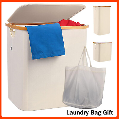 #ad Laundry Hamper with Lid 60L Dirty Clothes Hamper Removable Liner Laundry Basket