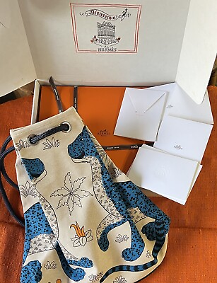 #ad New HERMÈS Les Leopard Bucket Bag Backpack original boxes credentials RARE