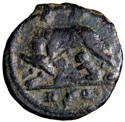 #ad RARE R Feather Q VRBS ROMA She Wolf Constantine I Commemorative Roman Coin