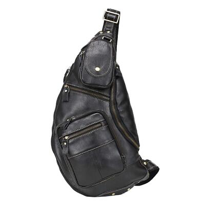 #ad Vinatge Leather Sling Bag Crossbody Backpack for Men Travel Outdoor Hiking La...