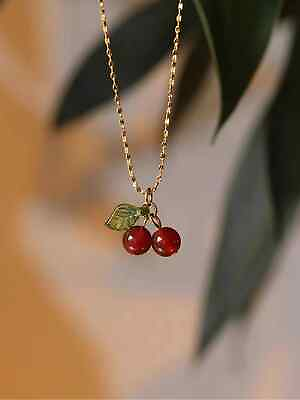 #ad 1pc Cute Cherry Pendant Necklace For Women For Birthday Gift for Women Jewelry