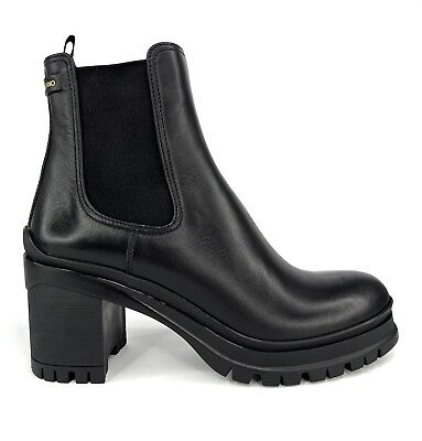 #ad PRADA Milano Women#x27;s Black Leather Lug Sole Chelsea Ankle Boots Size EU 40