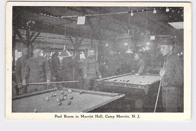 #ad PPC Postcard NJ New Jersey Pool Room In Merritt Hall Camp Merritt