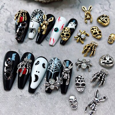 #ad Alloy Nail Ornaments 3D Ghost Skull Pumpkin Classic Jewelry Nails Accessories