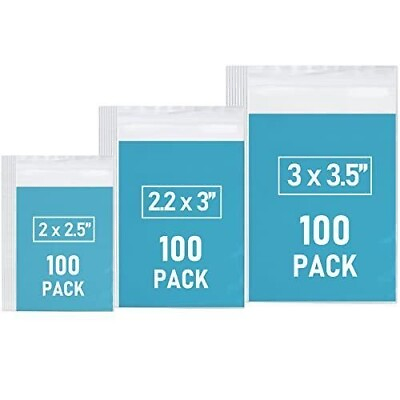 #ad Small Plastic Bags 300 PCS Mini Baggies 3 Assorted Sizes Transparent Jewelry