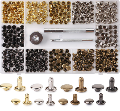 #ad Leather Rivets Kit4 Colors Sizes240 pcsfor FabricLeather Hardware Supplies