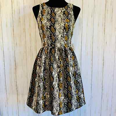 #ad Everly for MOD black mustard gold snake python print dress size Small NWT