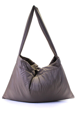 #ad Designer Womens Magnetic Nylon Puffer Shoulder Bag Tote Handbag Taupe