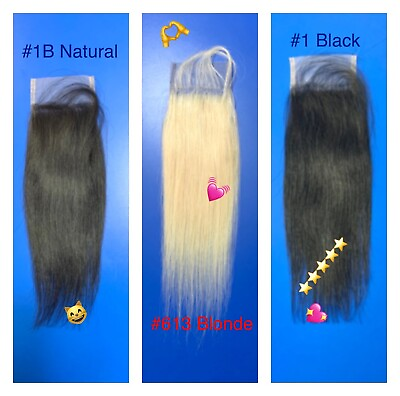 #ad 100% Real Human Hair Closure Available colors: #613 blonde and #1 or #1B