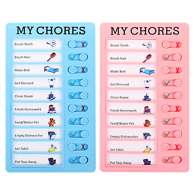 #ad Checklist Board Set 2Pcs Plastic Chore Chart Task Planner My Chore Pink Blue