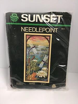 #ad Nancy Rossi 1982 Sunset Needlepoint #6501 quot;Tiffany Dragonflyquot; New 10quot; x 20quot;