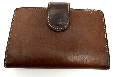 VTG CLUTCH WOMEN Snap WALLET Brown Cowhide Leather Snap Front Credit Card $11.13