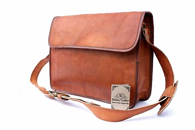 #ad New Genuine Vintage Leather Satchel Messenger Man#x27;s Laptop Bag