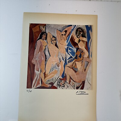 #ad Pablo Picasso WOMEN OF AVIGNON Vintage 1954 Print. Signed And Numered