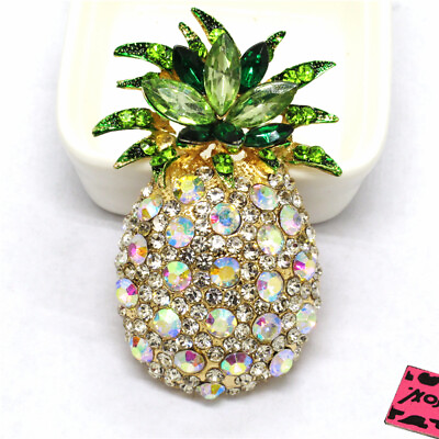 #ad Bling Cute White Fruit Pineapple Crystal Fashion Women Charm Brooch Pin
