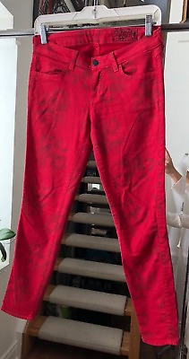 #ad SIWY Hannah Yes I#x27;m Ready Red Skinny Jeans Size 25 Retail $250