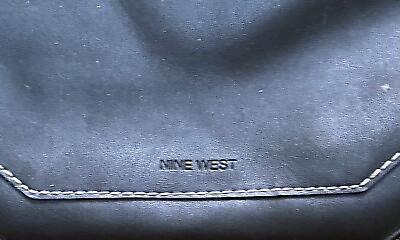 #ad Preowned Nine West Satchel Handbag Black W Silver Buckles Zippers Snap Close EUC