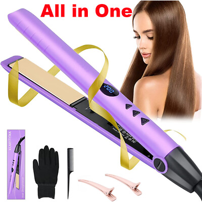 #ad Hair Straightener Flat Iron Curling Iron Curler Titanium Fast Heating Adjustabl