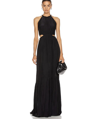 #ad Nwot A.L.C. Libra Maxi Dress 6 Small Black Halter Cutout A Line Formal