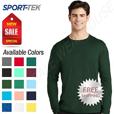 #ad Sport Tek Mens Long Sleeve Performance Dri Fit UV Protection T Shirt ST420LS