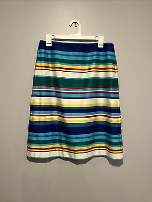 #ad Talbots Womens Size 8 Multi Color Midi Striped Skirt EUC Pencil