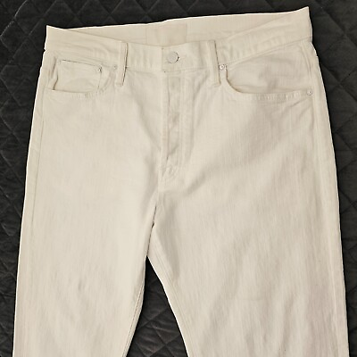 #ad MOTHER Women#x27;s Jeans Size 30 Cream Colored Straight THE DITCHER CROP Button Fly