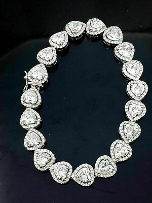 #ad Fancy 15Ct Heart Cut VVS1 Diamond Women#x27;s Tennis Bracelet 14K White Gold Finish