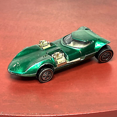 #ad Hot Wheels Twin Mill Green Redline Tires Race Car White Interior 1968