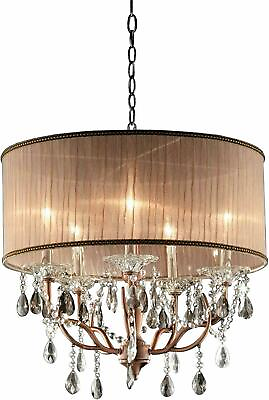 #ad Classic Elegant Crystal Chandelier Rose Gold Metal Base Ceiling Lamp 24.5#x27;#x27;H