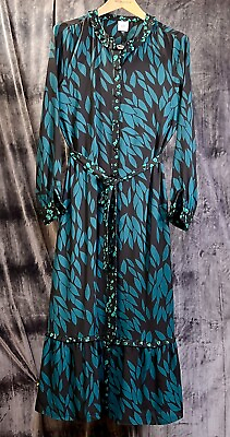#ad Cabi Long Sleeve Floral Soft Polyester Button Long Length Dress amp; Slip quot;Mquot;