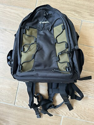 #ad Canon Deluxe Camera Set Photo Backpack Black Olive Nylon Bag