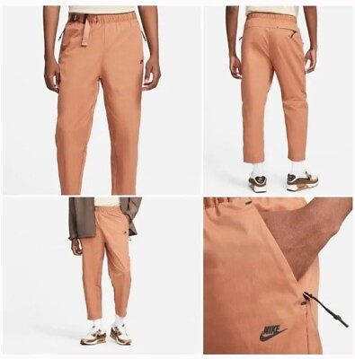 #ad Nike Sportswear Tech Pack Pants Men XXL Brown Zippered Pockets Adjustable Belt