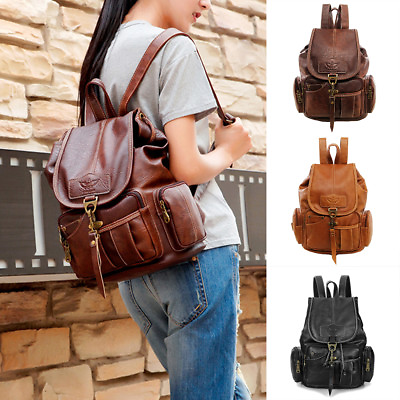 Women PU Leather Backpack Shoulder Satchel Vintage School Travel Bag Rucksack $25.99