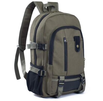 #ad New Men#x27;s Canvas Backpack Laptop Rucksack Travel Hiking Vintage School Bookbag