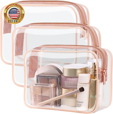 #ad TSA Approved Toiletry Bag Clear Makeup Bag Waterproof Quart Size Bag Travel M