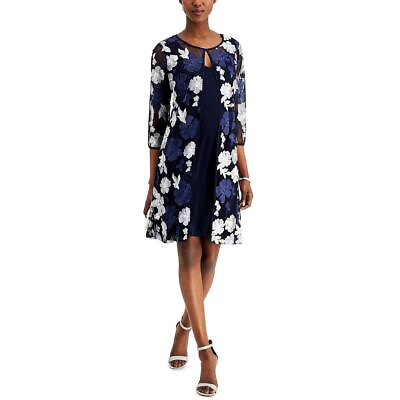#ad Connected Apparel Womens Navy Layered Cocktail and Party Dress 12 BHFO 3080
