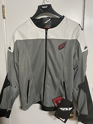#ad XXL Fly Racing Flux Air Mesh Mens Motorcycle Jacket Black White Gray Armor