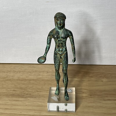 #ad Interesting Vintage Bronze Archaic Greek Figure Made In Italy