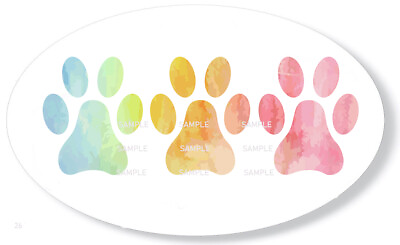 #ad 27 Oval Scrapbook Stickers Paw Prints Envelope Seals Rainbow Marble Pawprints
