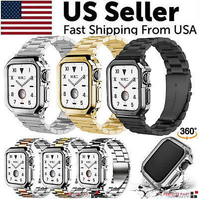 #ad Stainless Steel For Apple Watch iWatch Band 8 7 6 5 4 3 2 SE 38 41 40 42 44 45mm