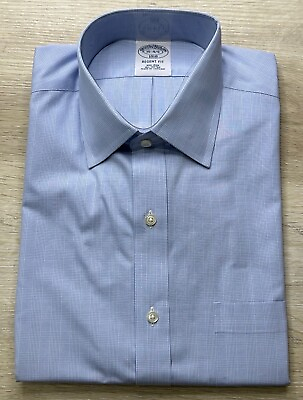 #ad NWT Brooks Brothers Men Dress Shirt Blue Plaid Regent Fit Non Iron All Cotton