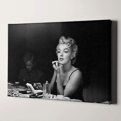 #ad Marilyn Monroe Doing Her Makeup 1950s 1960s Girls Canvas Wall Art Print