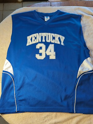 #ad Kentucky University Wildcats #34 Vintage Basketball Jersey Blue UK KA Size 2XL