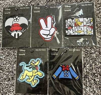#ad Loungefly Set of 5 Disney Iron on Patches Minnie Mickey Mouse Pluto Donald New