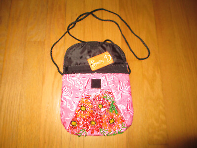 Small embroidered Floral Flower Polyester Pink EVENING PURSE 6.5quot; x 6.5quot; New $10.95