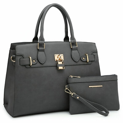 Women Classic Satchel Faux Leather Handbag Top Handle Work Purse with Wristlet $43.99