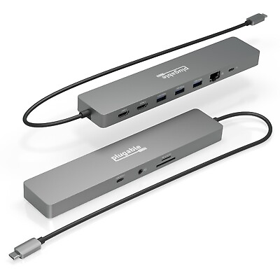 #ad Plugable 11 in 1 USB C Hub 100W Pass through Dual Monitor with 4K 60Hz HDMI