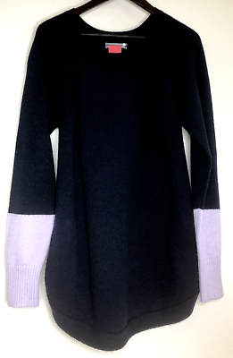 #ad Anthropologie Size XL Rebekah Tunic Sweater Pullover Color Block Navy Blue Lilac